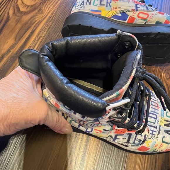 Fight Childhood Cancer Graphic Printed Lace Up Combat Boots Size 8 - Picture 7 of 11